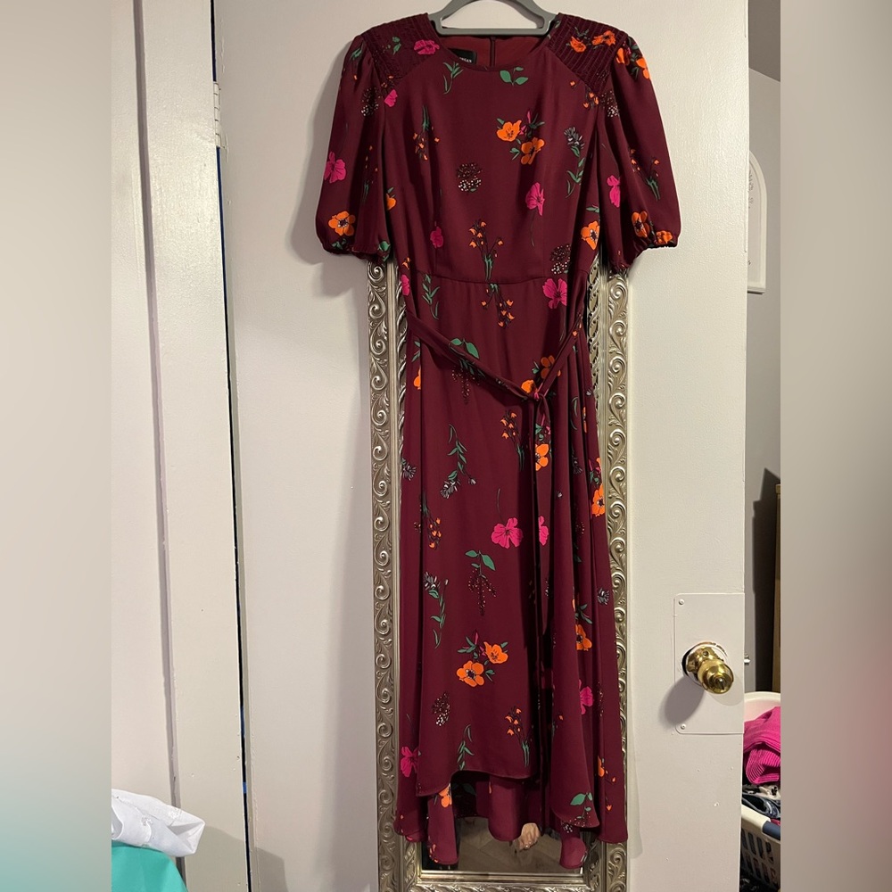 Donna Morgan Burgundy Floral High/Low Dress